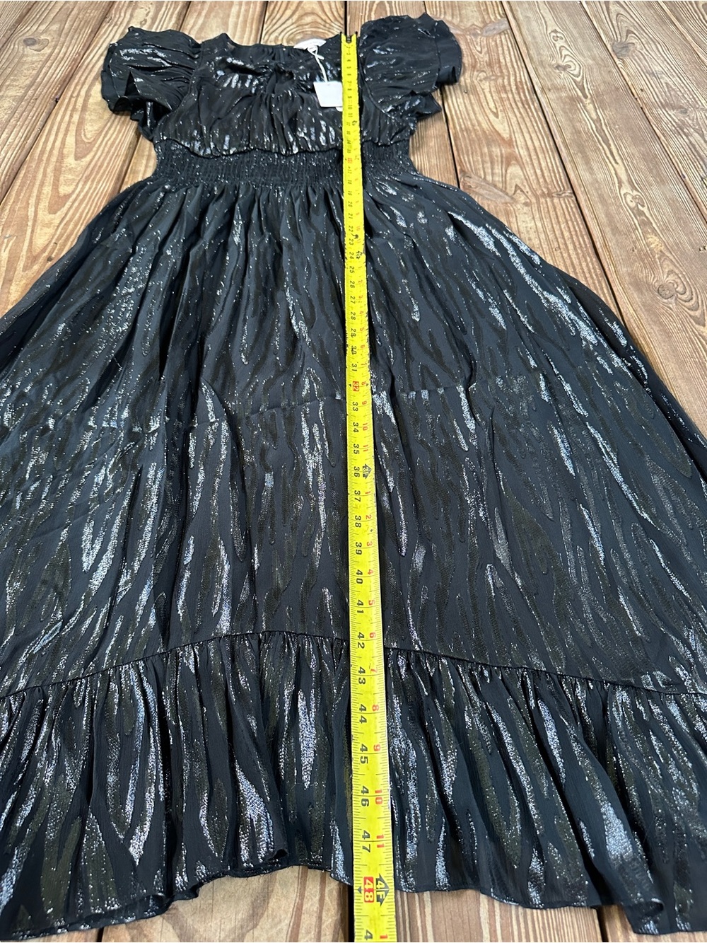 NWT Rebecca Taylor Short Sleeve Safari Dress Metallic Silk Black Size 8 - Picture 5 of 14